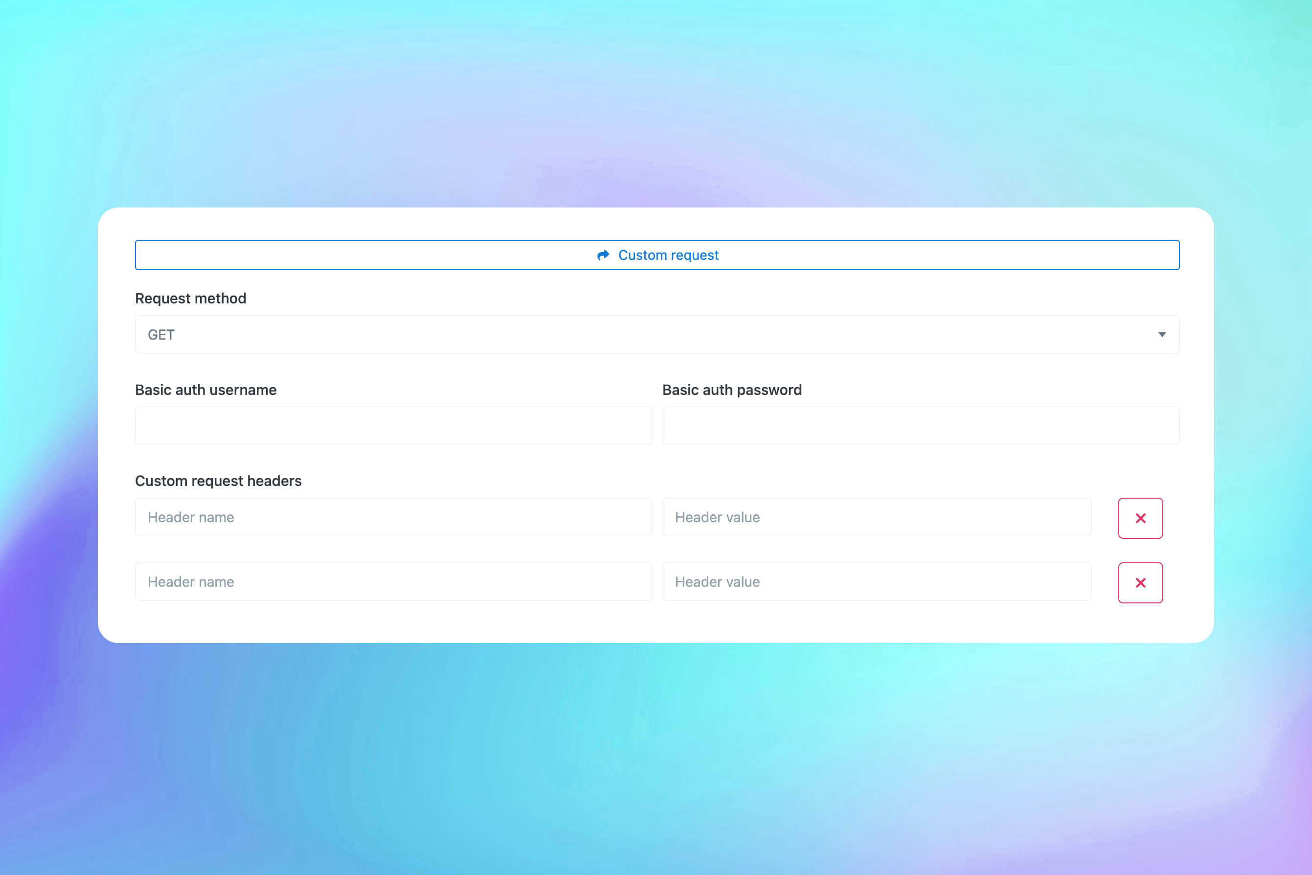 Captura de pantalla de la función de solicitudes HTTP personalizadas del monitor de la aplicación